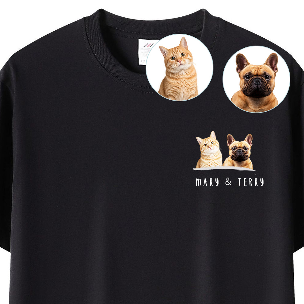 Custom Photo & Name Embroidered T-Shirt Personalized Dog Cat PetShirt Custom pet Shirts