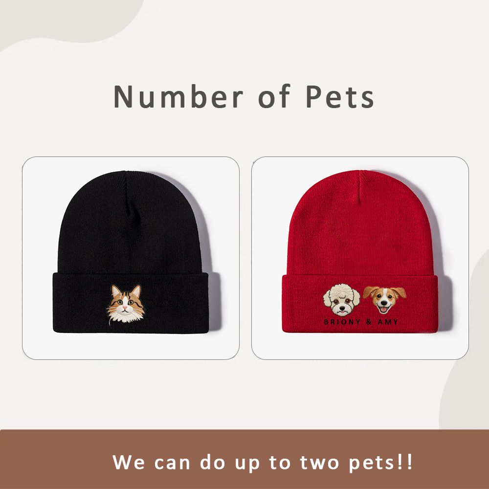 Personalized Pet Beanie Custom Dog Winter Hat with Pet Photo Unisex Skullcap Snow Beanies