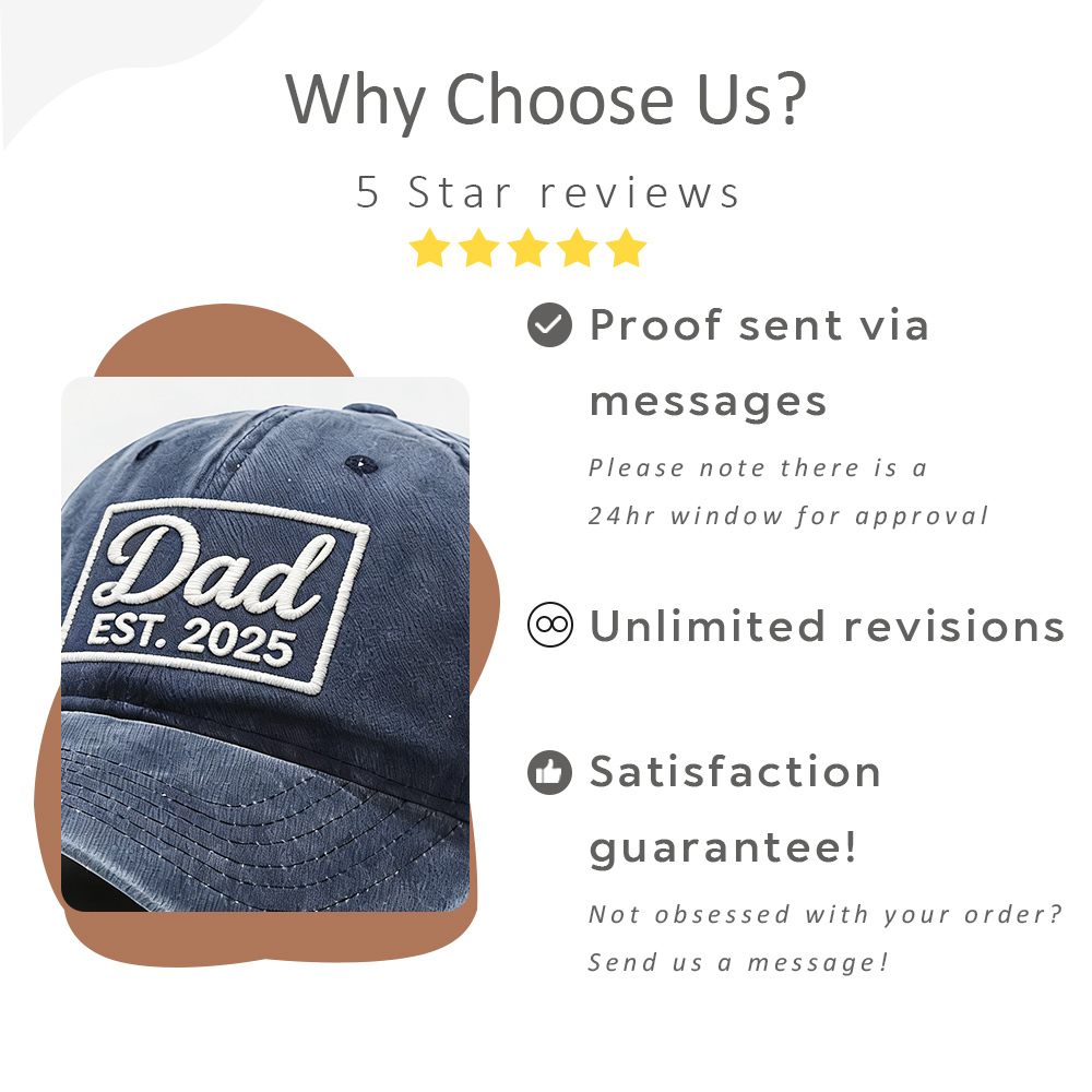 Personalized Dog Cat Pet Name Gift Hat | Custom Year Embroidered Cotton Washed  Cap