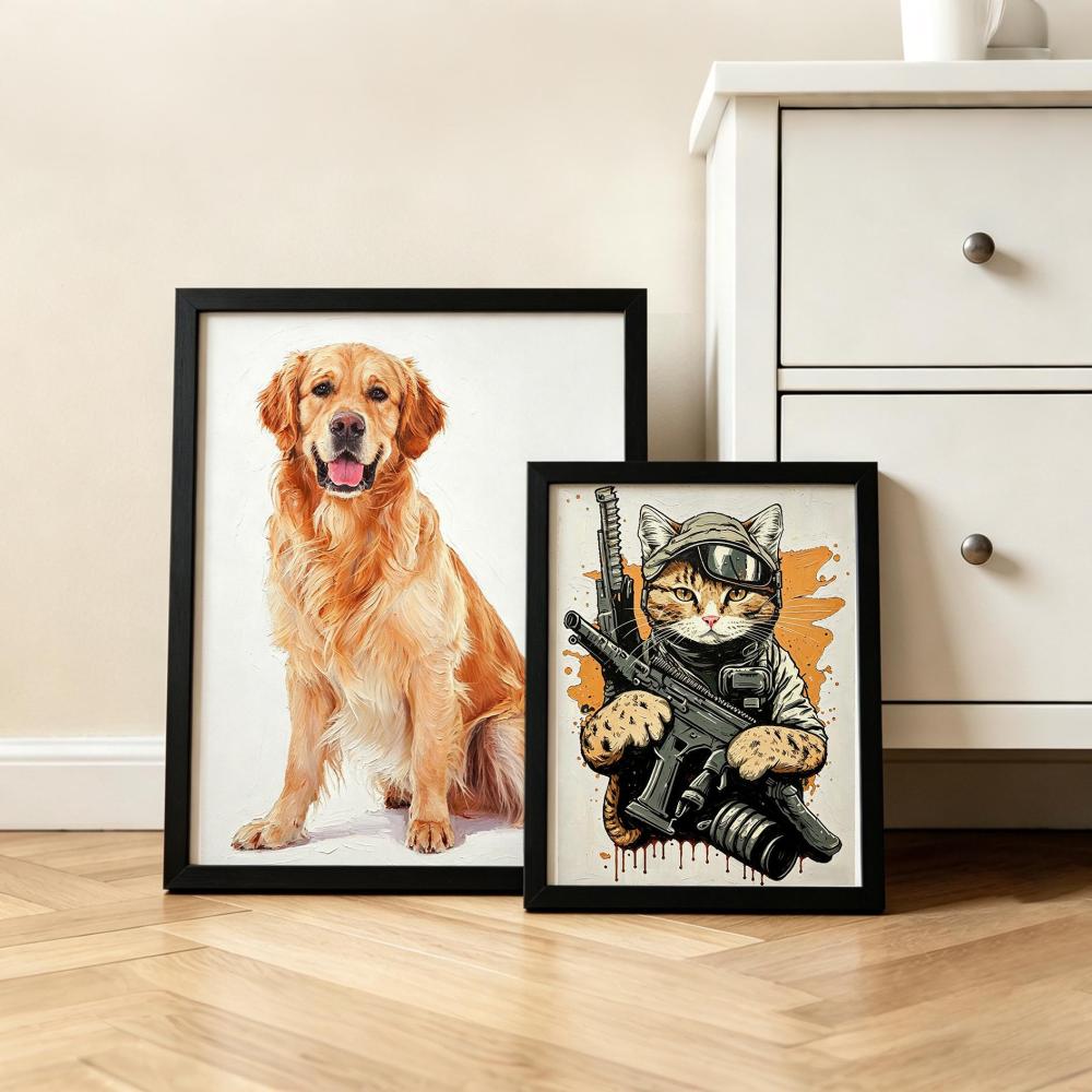 Personalized  Pet Oil Painting Print, Pet Lover Christmas Gift, Custom Pet Memorial Art, Pet Loss Gift, Cat Portraits Using Pet Photo