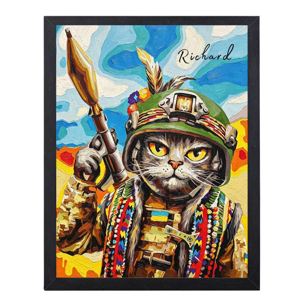 Personalized  Pet Oil Painting Print, Pet Lover Christmas Gift, Custom Pet Memorial Art, Pet Loss Gift, Cat Portraits Using Pet Photo