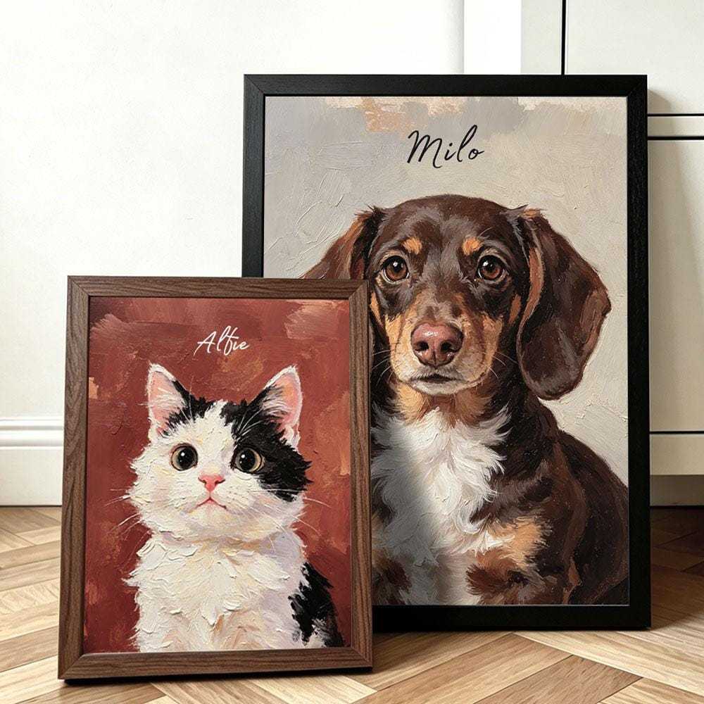 Personalized Dachshund Oil Painting Print from Photo, Whimsical Dog Wall Decor, Unique Gift for Pet Owners, Custom Pet Loss Sympathy Art