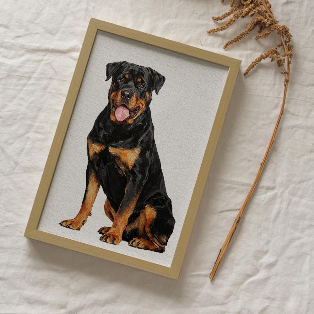Custom Golden Retriever Oil Painting Print, Personalized Dog Portrait, Dog Lover Gift