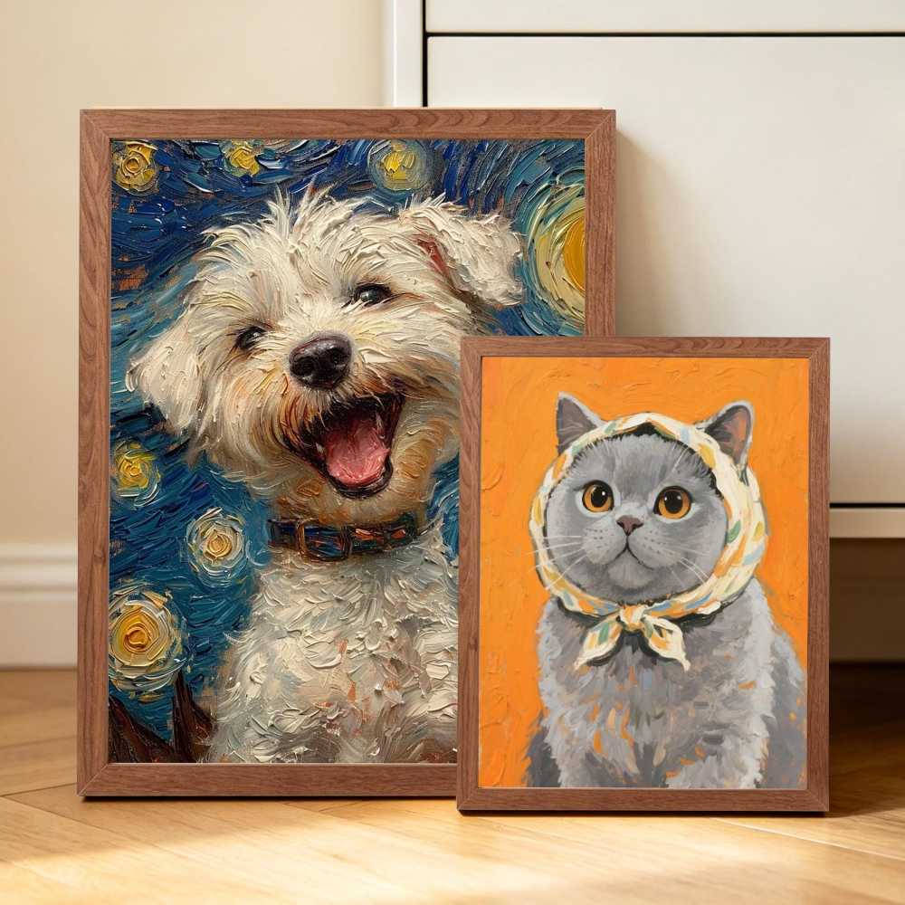 Custom Van Gogh Dog Portrait, Personalized Dog Oil Painting Print, Whimsical Pet Wall Art, Dog Lover Christmas Gift, Custom , Pet Loss Gift