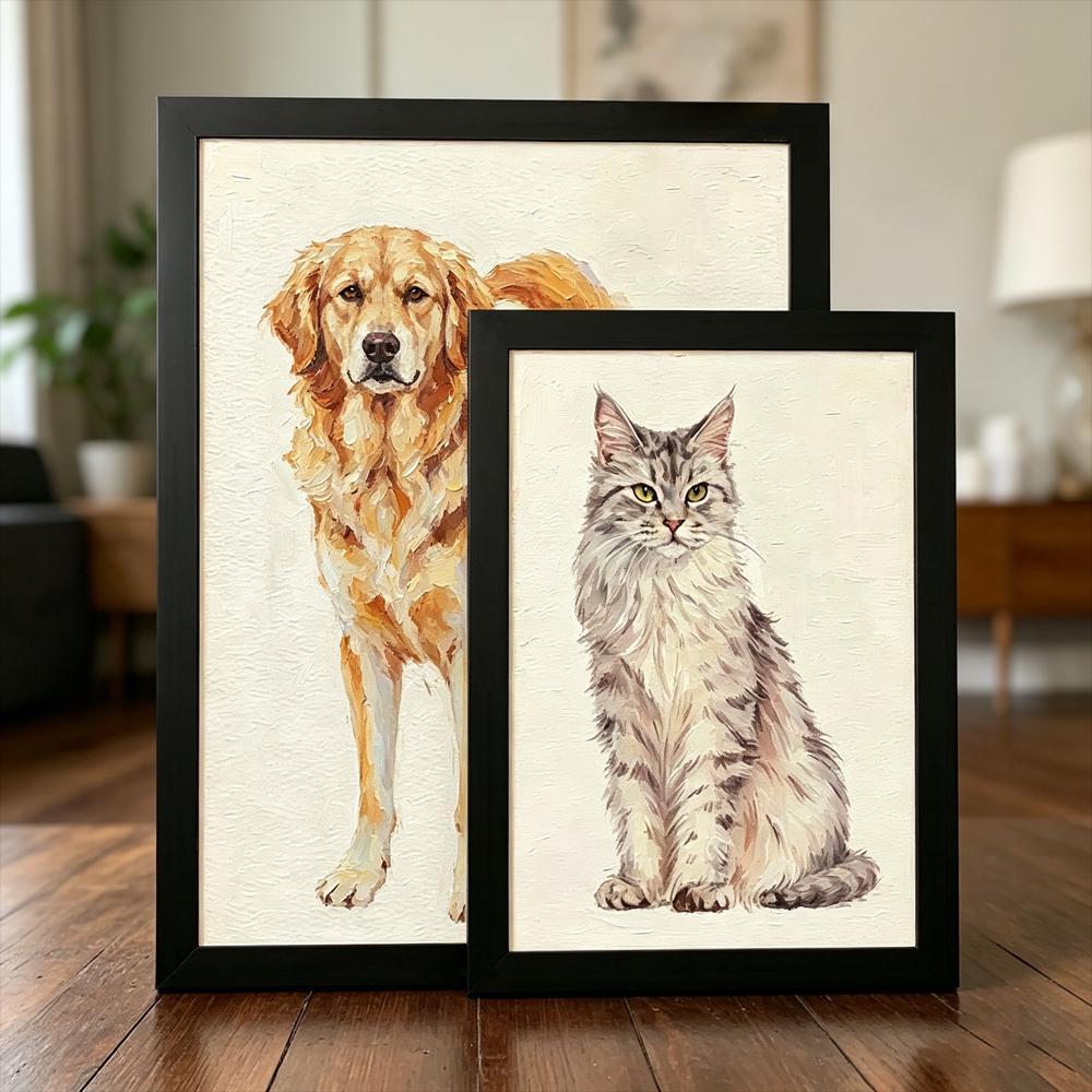 Custom Golden Retriever Oil Painting Print, Personalized Dog Portrait, Dog Lover Gift