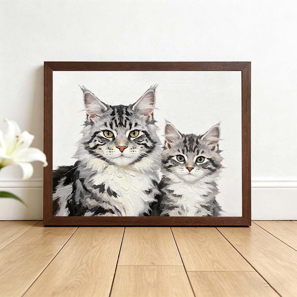 Custom Maine Coon Cat Portrait, Personalized Pet Oil Painting Print, Whimsical Cat Wall Art, Cat Lover Gift,  Cat Portraits Using Pet Photo