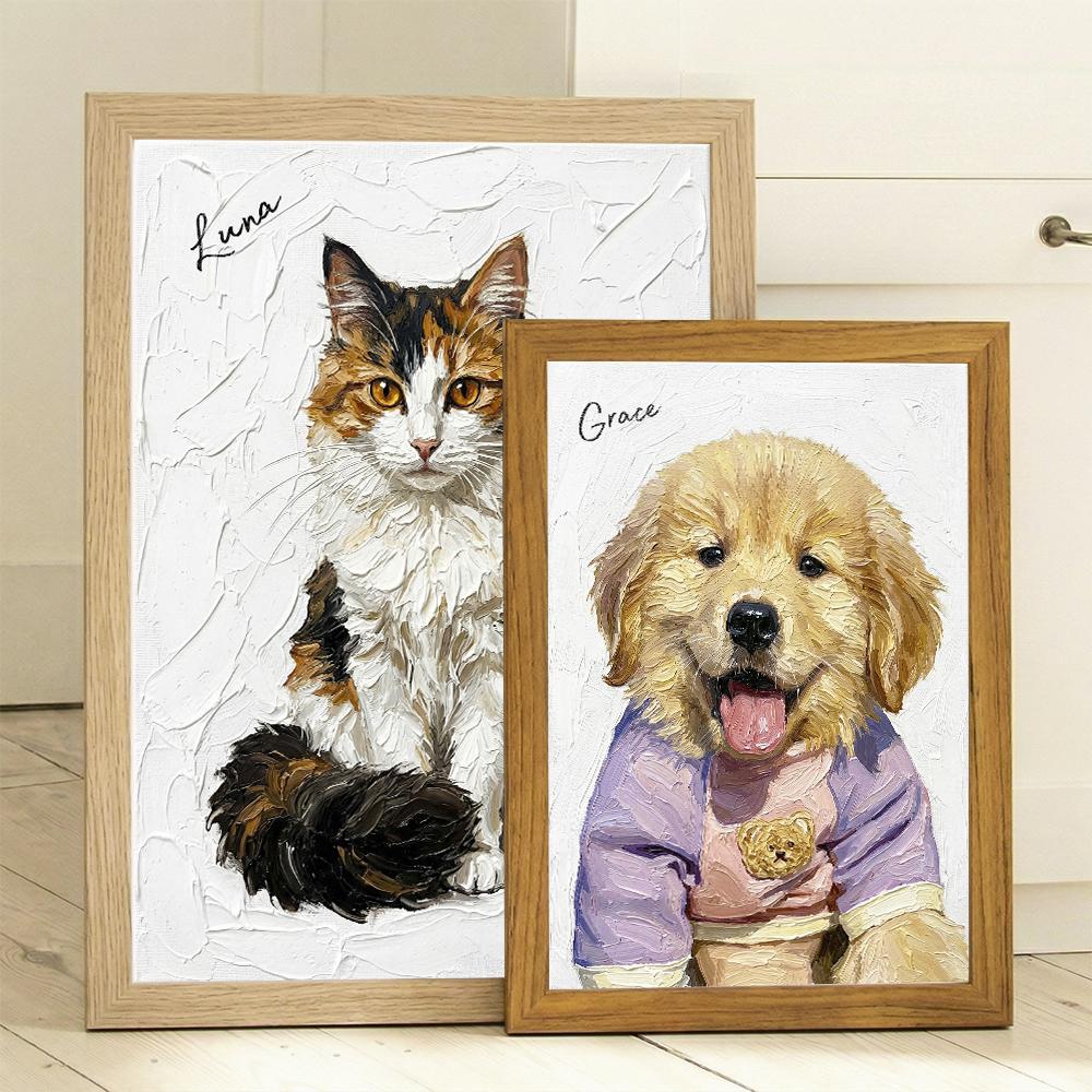 Personalized Calico Cat Portrait Oil Painting, Custom Pet Memorial Gift, Cat Lover Birthday Gift, Handmade Cat Wall Art