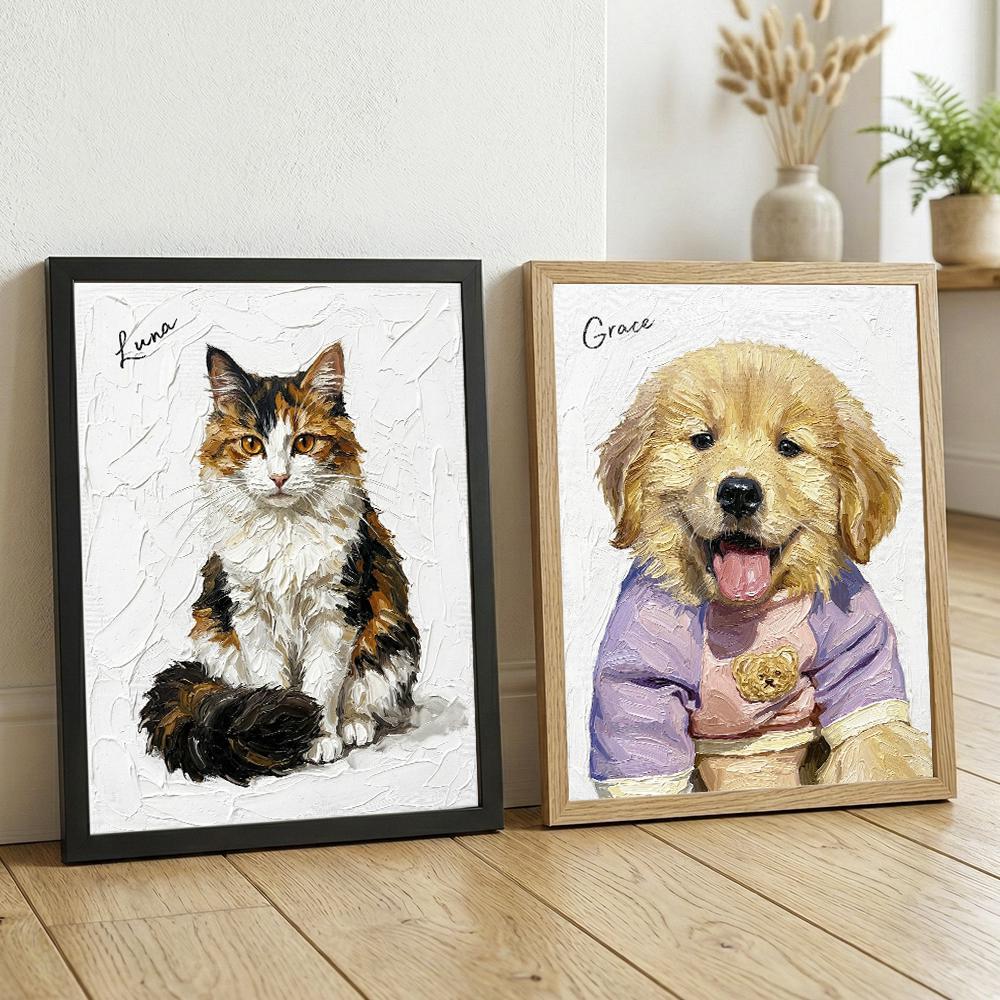 Personalized Calico Cat Portrait Oil Painting, Custom Pet Memorial Gift, Cat Lover Birthday Gift, Handmade Cat Wall Art