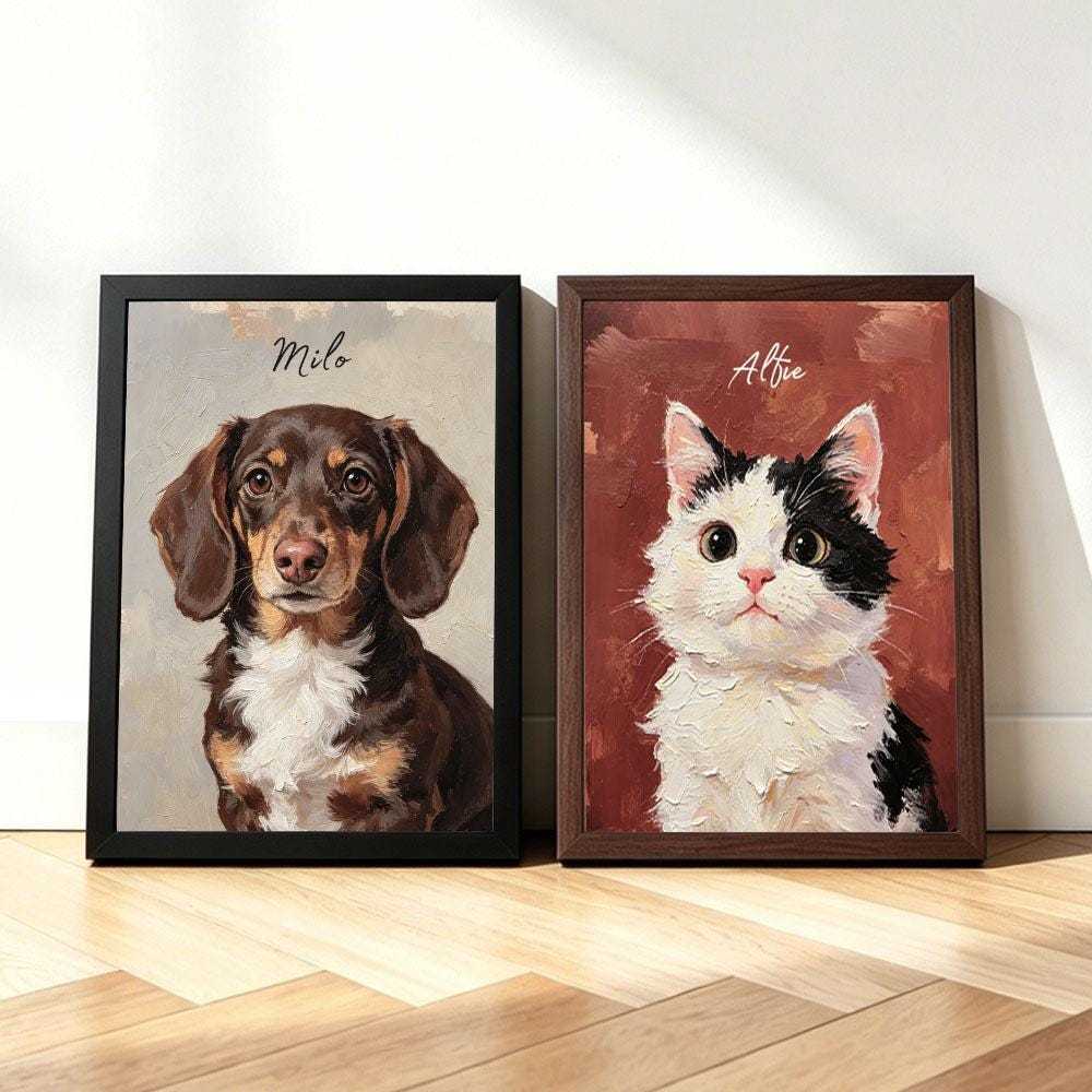 Personalized Dachshund Oil Painting Print from Photo, Whimsical Dog Wall Decor, Unique Gift for Pet Owners, Custom Pet Loss Sympathy Art