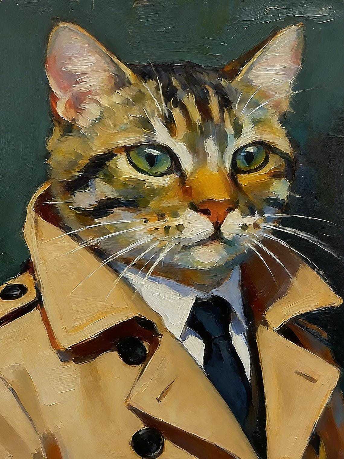 Original Hand Painted Cat in Suit Oil Painting, Gold Framed Art, Cool Cat Lover Gift, Nursery Wall Decor