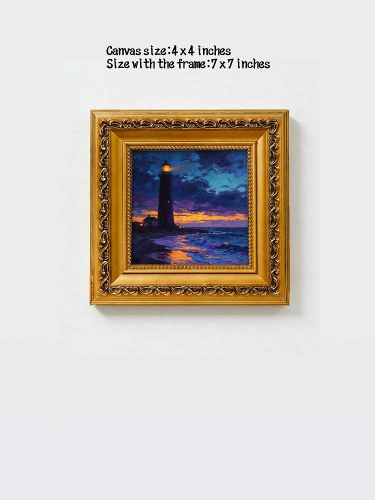 Original Hand-Painted Lighthouse Oil Painting, Framed Coastal Wall Art