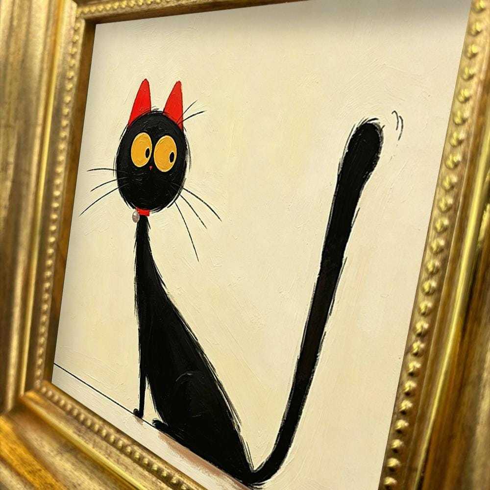 Oil Painting Cat Portrait Framed Milo Sunglasses Jacket Retro Solid Wood Frame Mini Desk Wall Decor Animal Lover Gift