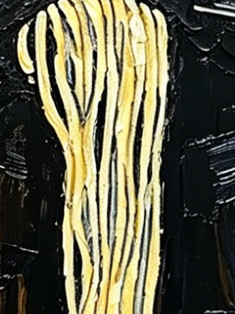 Oil Painting Black Cat Portrait Framed Spaghetti Noodle Cat Impasto Solid Wood Frame Mini Desk Wall Decor Animal Lover Gift