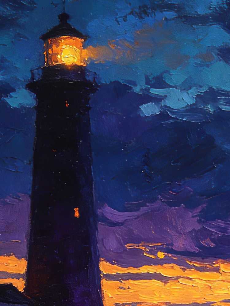 Original Hand-Painted Lighthouse Oil Painting, Framed Coastal Wall Art
