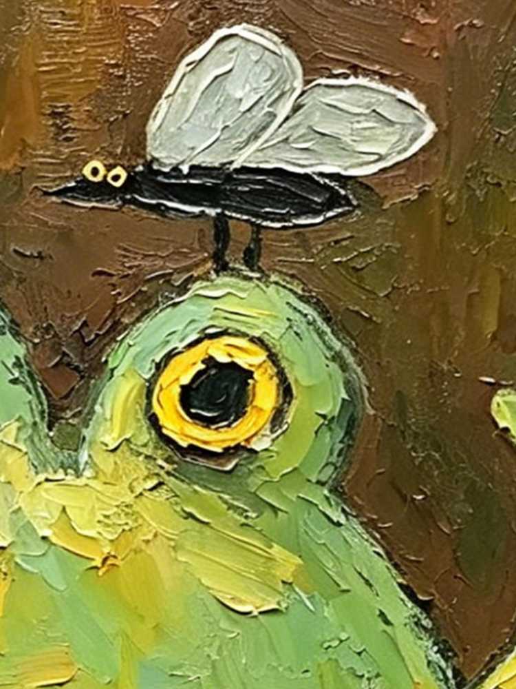 Impasto Frog Painting Framed Whimsical Frog with Striped Socks Retro Solid Wood Gold Frame Mini Desk Wall Decor Gift