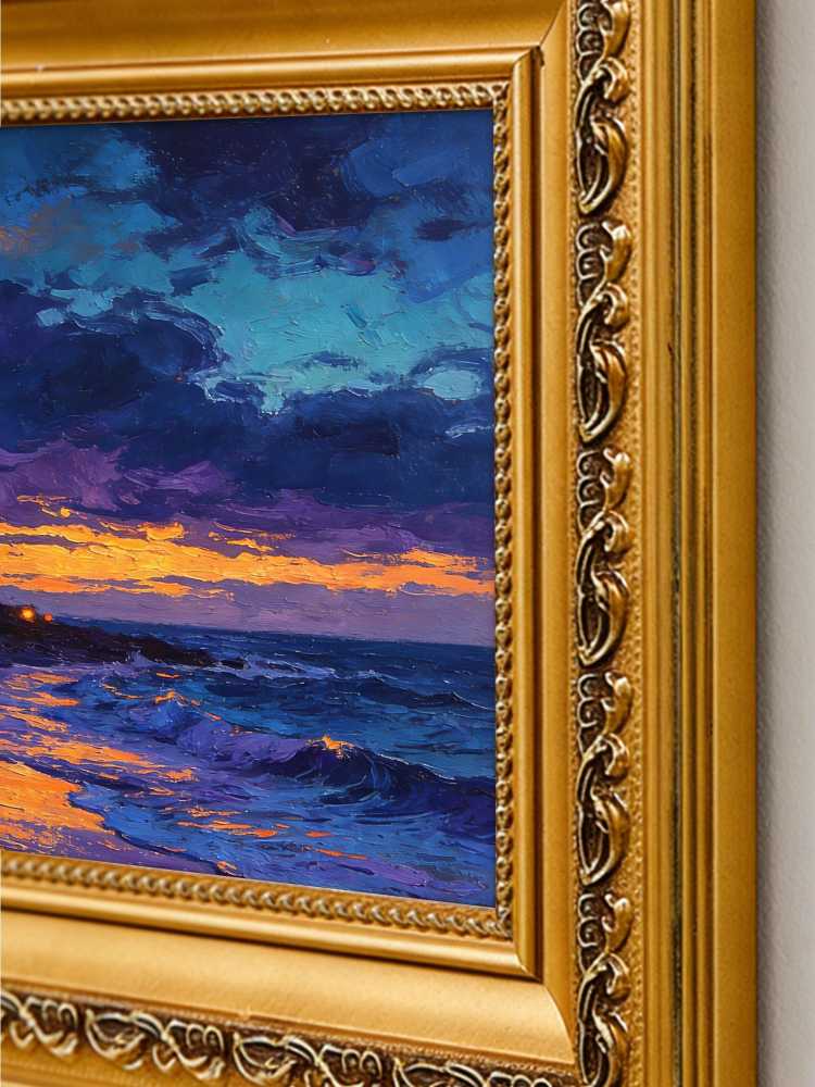 Original Hand-Painted Lighthouse Oil Painting, Framed Coastal Wall Art