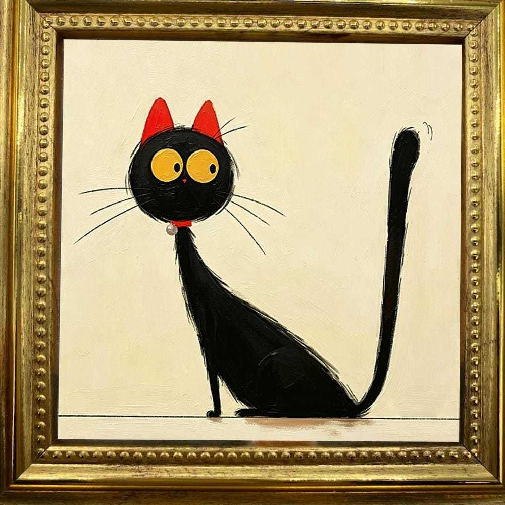 Oil Painting Cat Portrait Framed Milo Sunglasses Jacket Retro Solid Wood Frame Mini Desk Wall Decor Animal Lover Gift