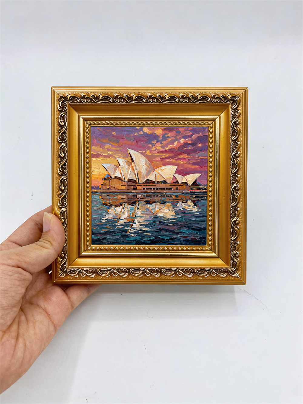 Sydney Opera House Inspired Wood Picture Frame, 4x4 Photo Frame, Australia Travel Wall Decor, Coastal Gift