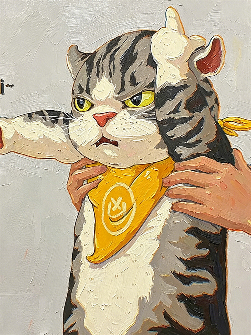 Funny Grumpy Cat Oil Painting, Sassy Tabby Wall Art, Cute Cat Pointing Decor, Cat Lover Gift, Whimsical Pet Portrait