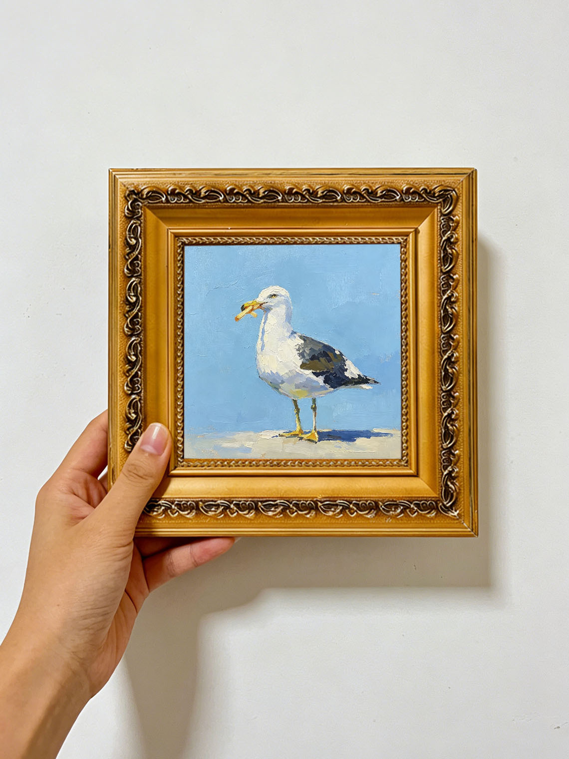 Seagull Beach Oil Painting Dining Room Wall Art Custom oil painting from photo Gift for Friend