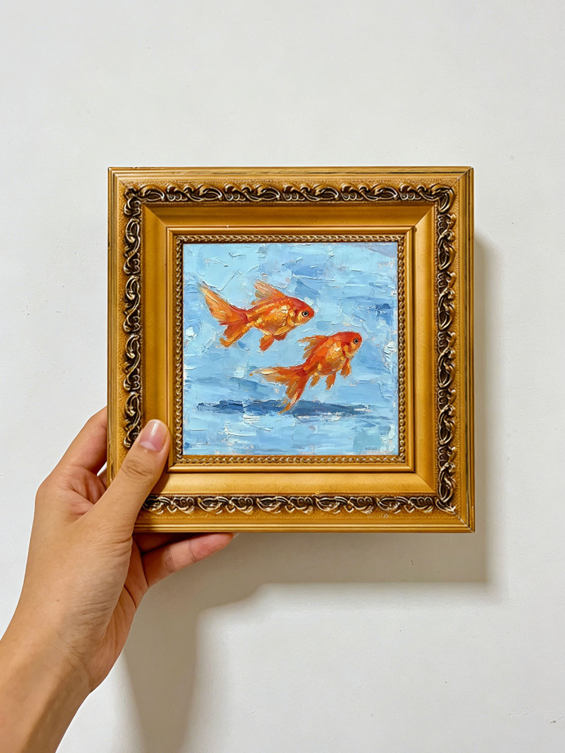 Goldfish Water Oil Painting， Dining Room Wall Art, Custom Oil Painting from photo，gift for friend