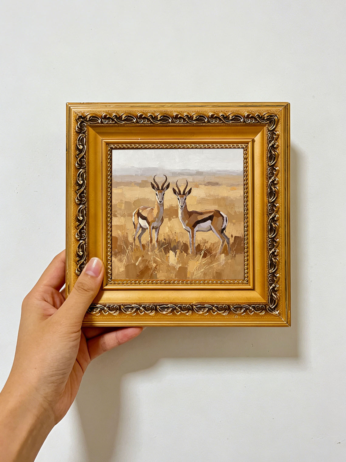 Antelope Grassland Oil Painting Dining Room Wall Art Custom oil painting from photo ，Gift for Friend