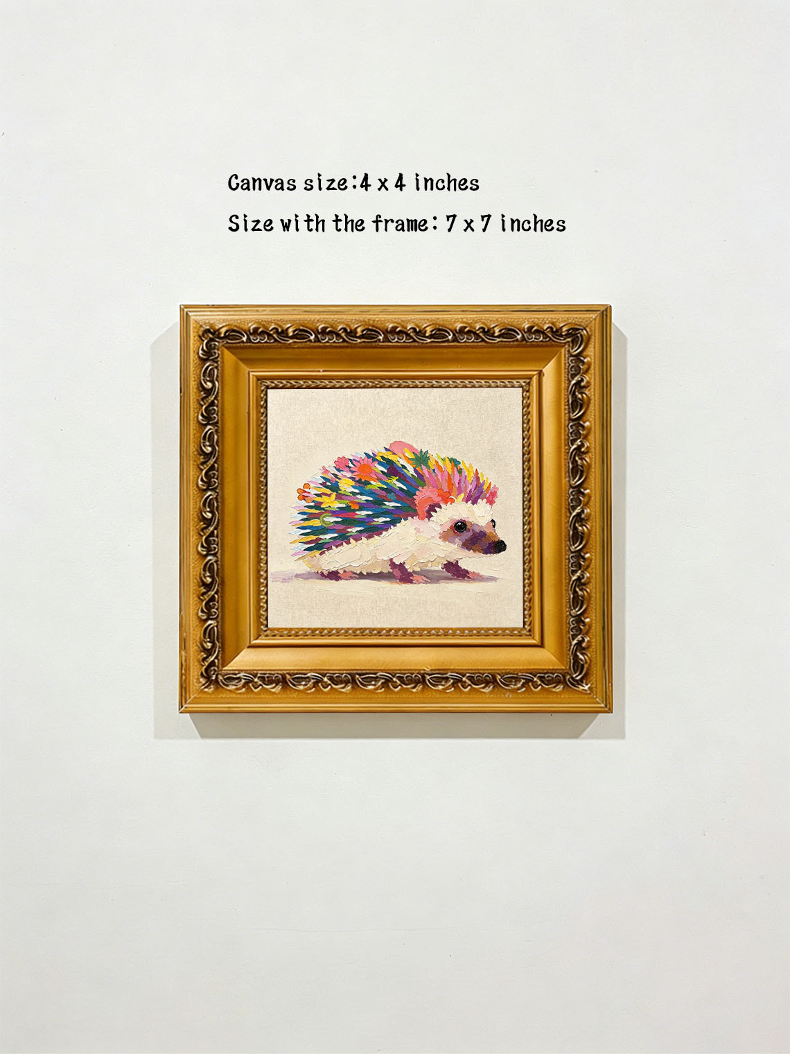 Rainbow Hedgehog Art Oil Painting Dining Room Wall Art ,Custom oil painting from photo ,Gift for Friend