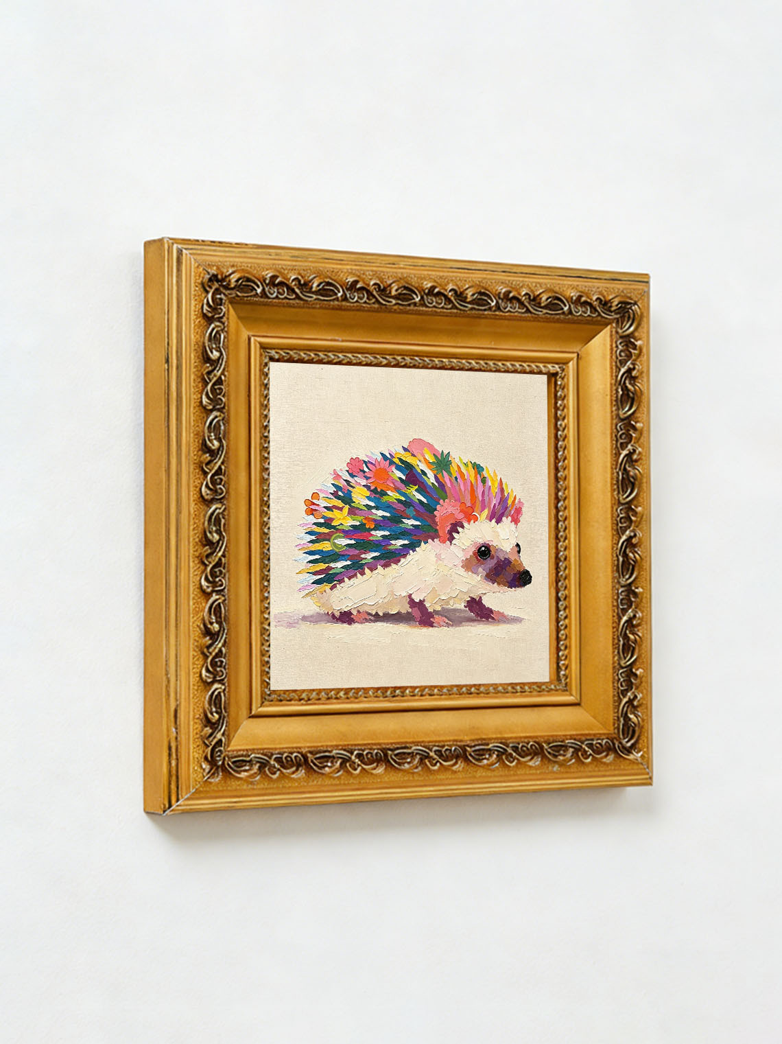 Rainbow Hedgehog Art Oil Painting Dining Room Wall Art ,Custom oil painting from photo ,Gift for Friend