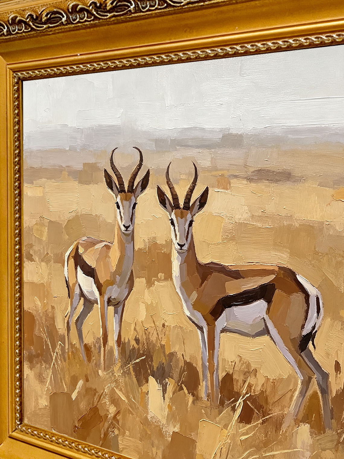 Antelope Grassland Oil Painting Dining Room Wall Art Custom oil painting from photo ，Gift for Friend