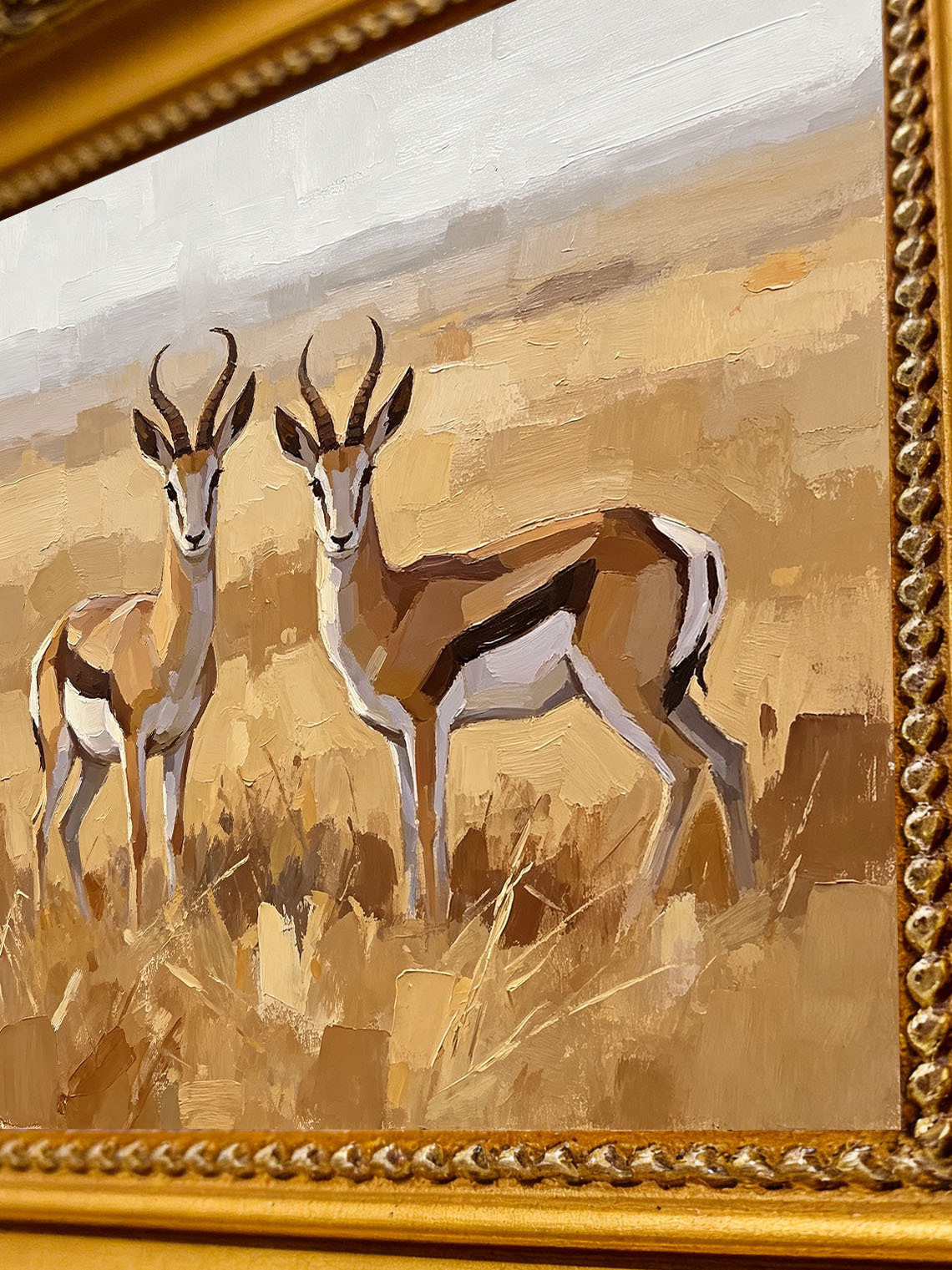 Antelope Grassland Oil Painting Dining Room Wall Art Custom oil painting from photo ，Gift for Friend