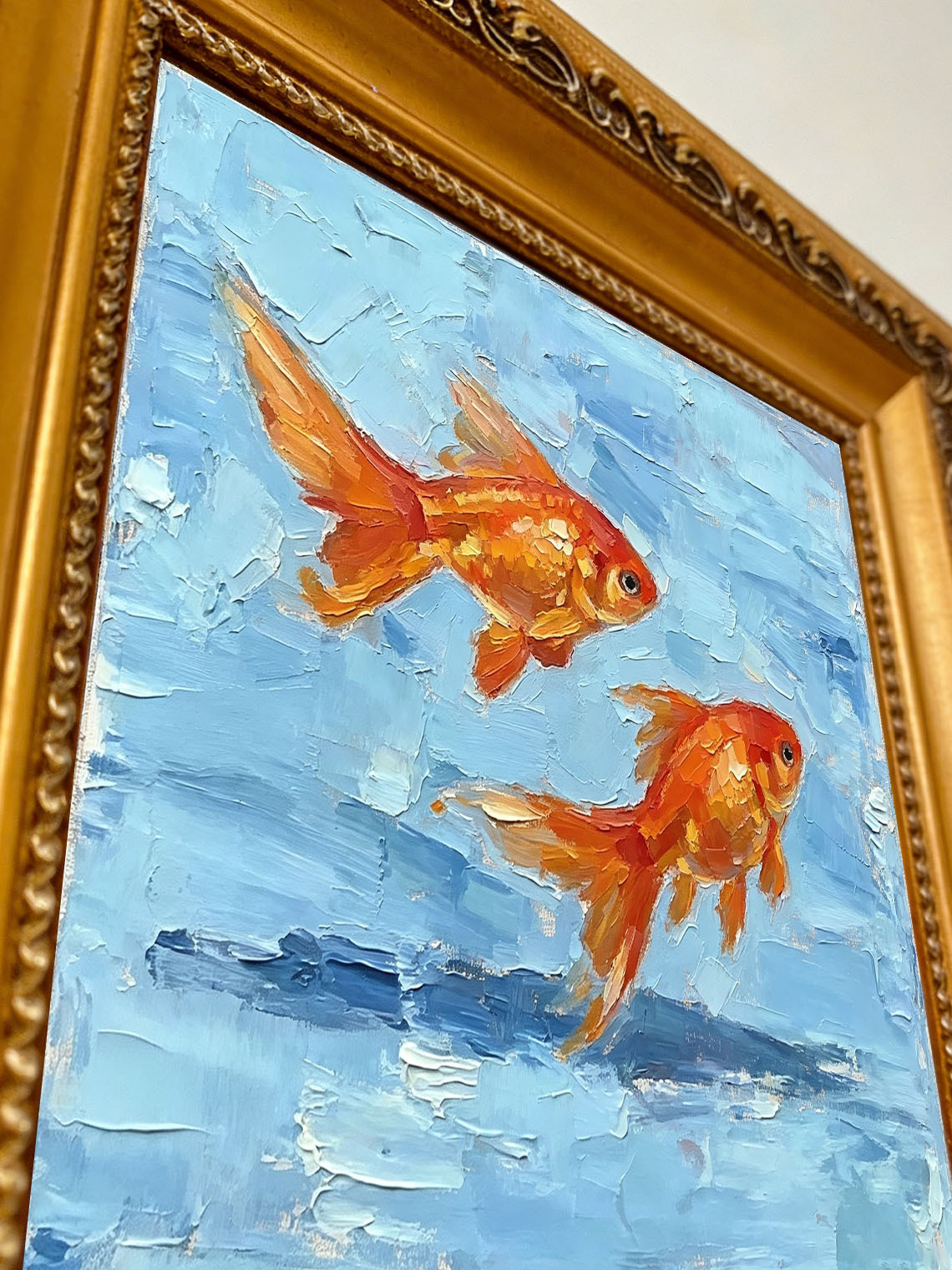 Goldfish Water Oil Painting， Dining Room Wall Art, Custom Oil Painting from photo，gift for friend