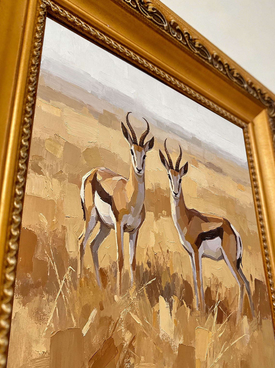 Antelope Grassland Oil Painting Dining Room Wall Art Custom oil painting from photo ，Gift for Friend