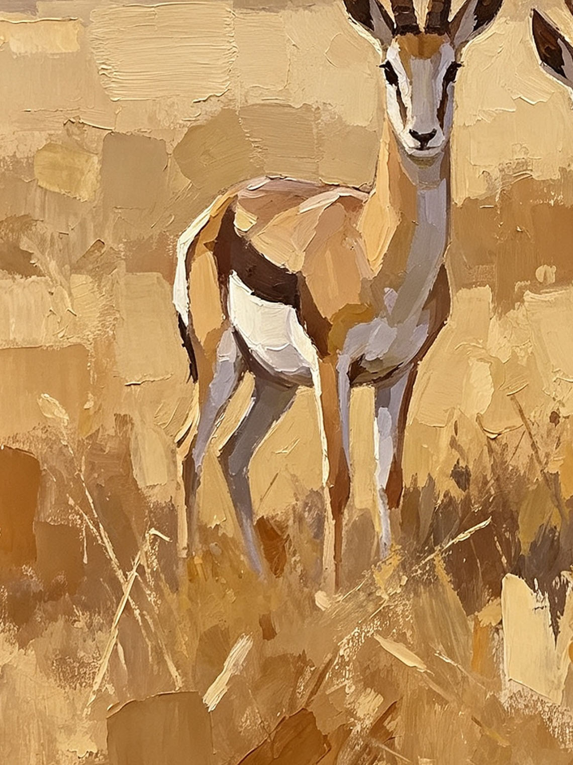 Antelope Grassland Oil Painting Dining Room Wall Art Custom oil painting from photo ，Gift for Friend