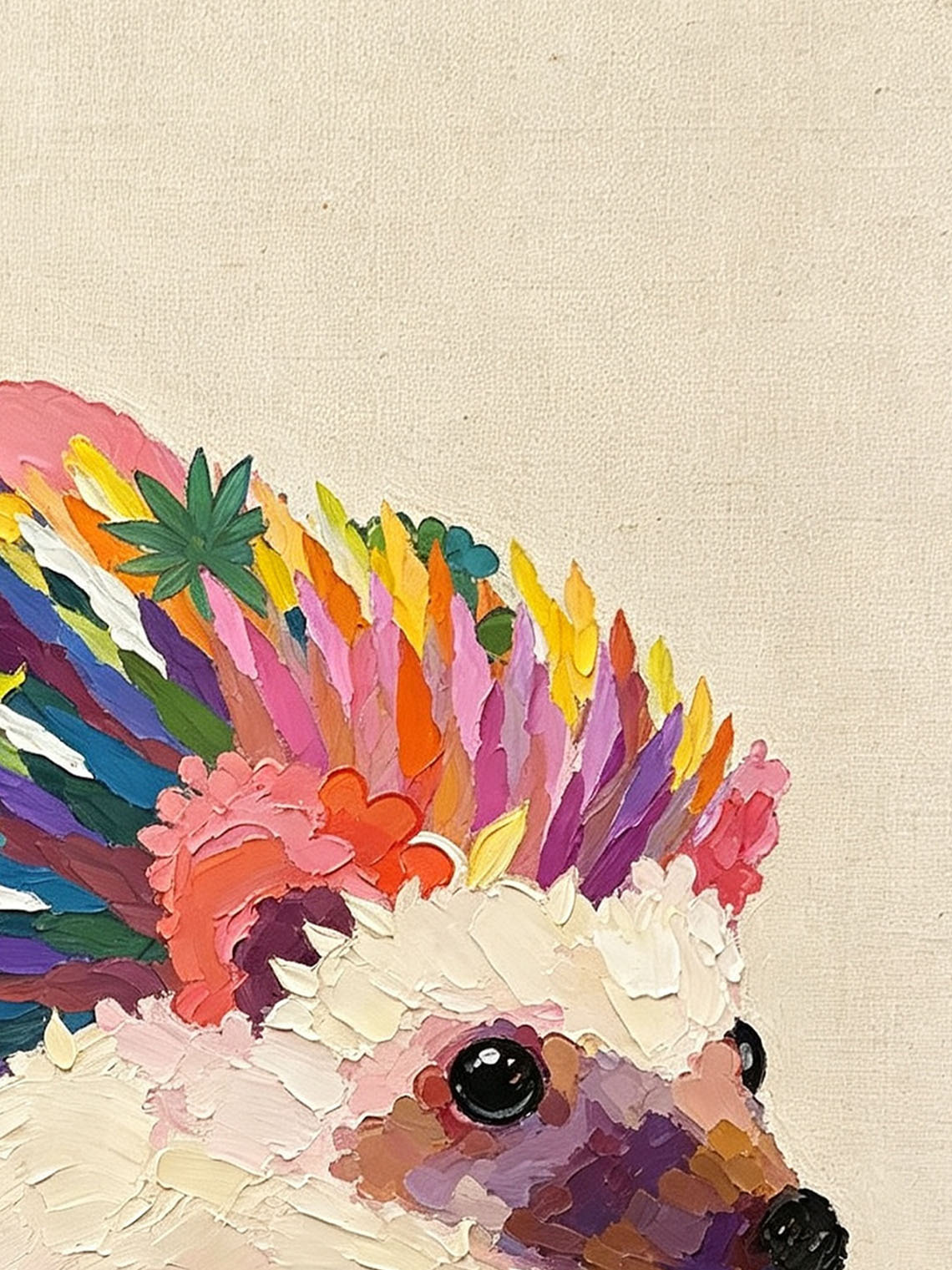 Rainbow Hedgehog Art Oil Painting Dining Room Wall Art ,Custom oil painting from photo ,Gift for Friend