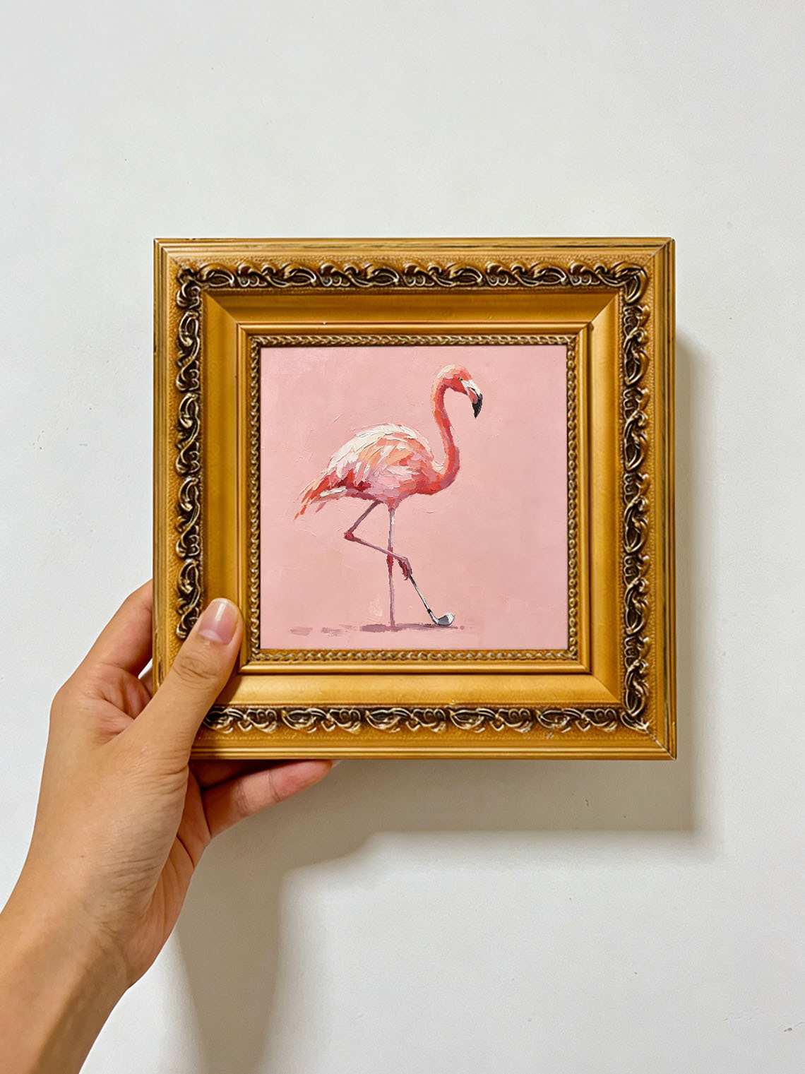 Pink Flamingo Bird Oil Painting, Dining Room Wall Art, Custom oil painting from photo, Gift for Friend