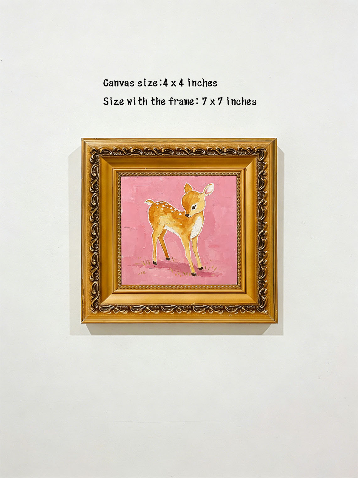 Pink Deer Fawn Oil Painting Dining Room Wall Art, Custom oil painting from photo ,Gift for Friend