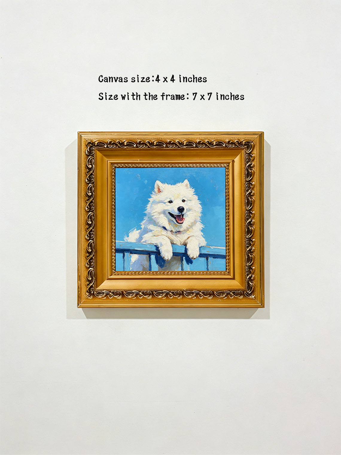 Samoyed Dog Blue Sky Oil Painting, Dining Room Wall Art, Custom oil painting from photo ,Gift for Friend