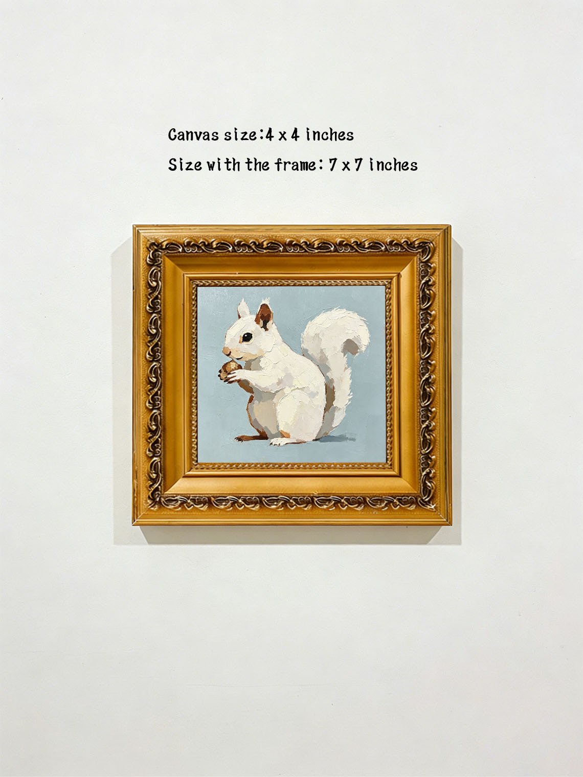 White Squirrel Acorn, Dining Room Wall Art ,Custom Oil Painting from photo,Gift for friend
