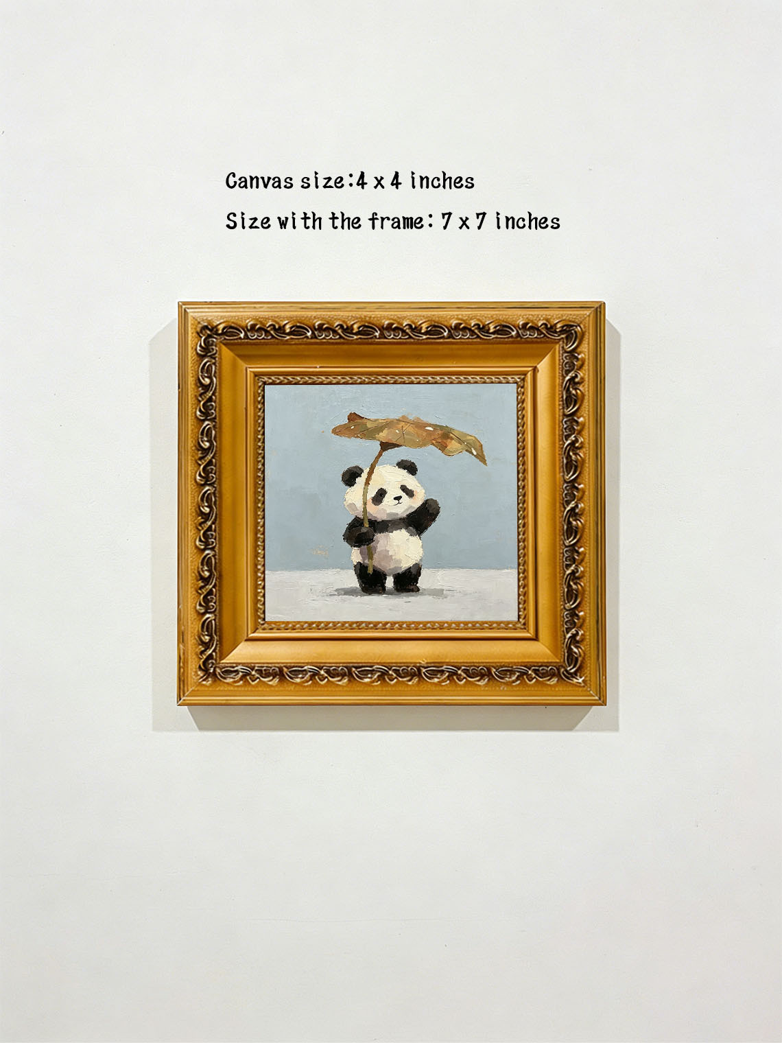 Panda Umbrella Oil Painting,Dining Room Wall Art, Custom oil painting from photo, Gift for Friend