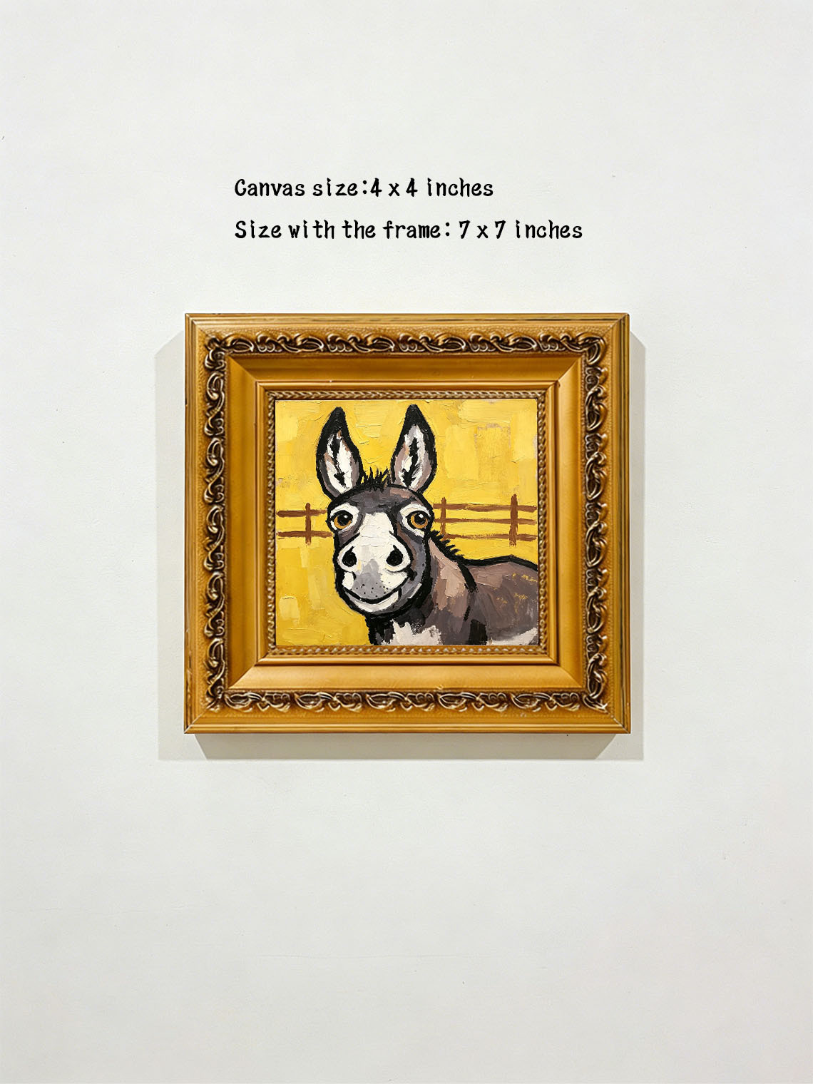 Donkey Fence Yellow Oil Painting,Dining Room Wall Art, Custom oil painting from photo, Gift for Friend