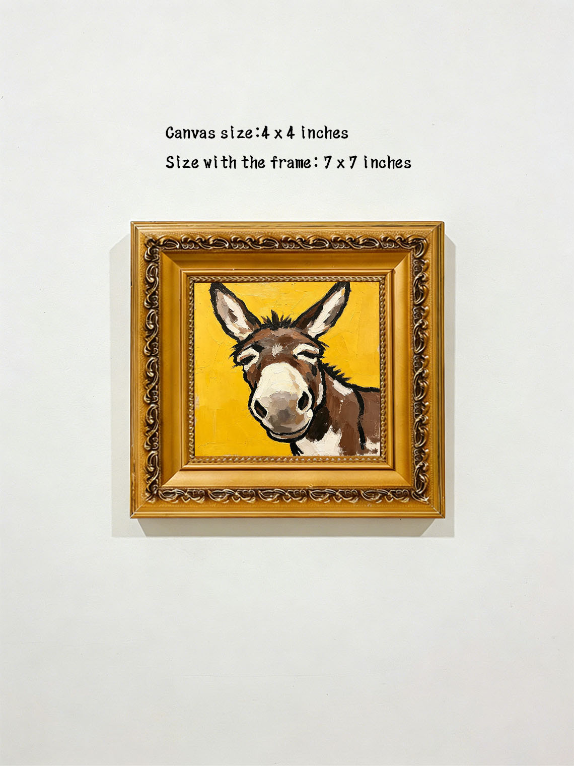 Donkey Portrait Yellow Oil Painting,Dining Room Wall Art, Custom oil painting from photo, Gift for Friend