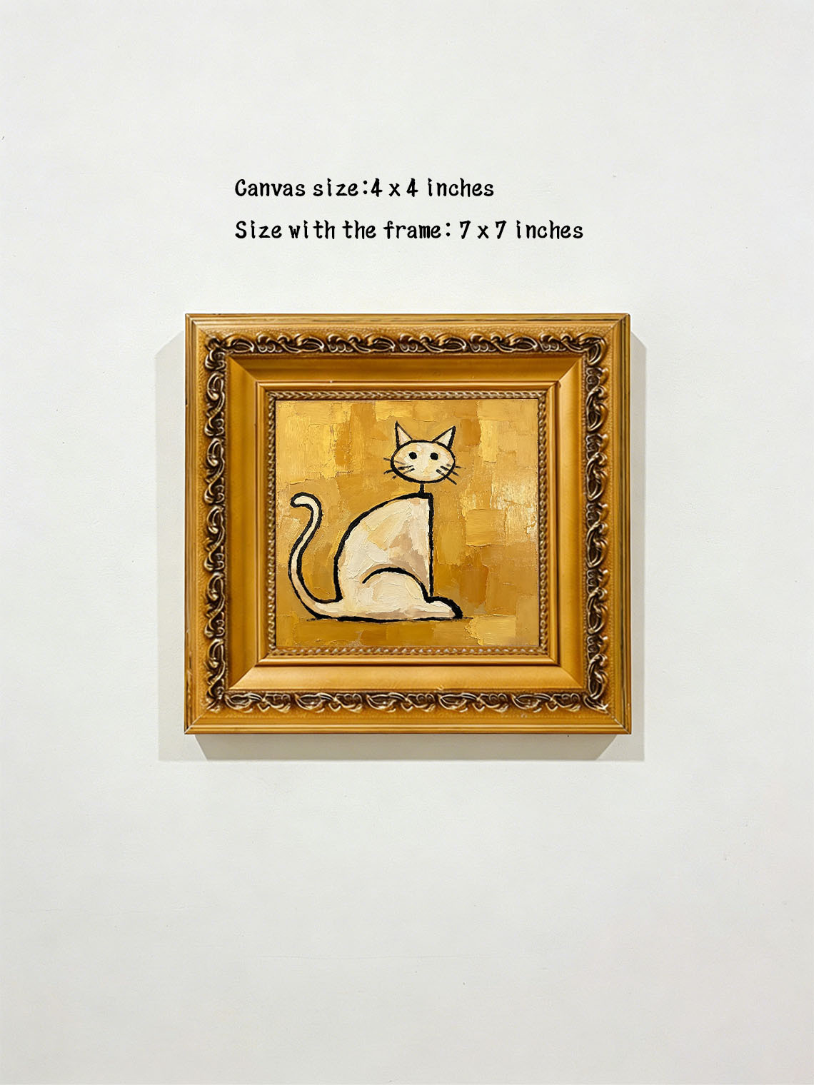 Gold Cat Sitting Oil Painting,Dining Room Wall Art, Custom oil painting from photo, Gift for Friend