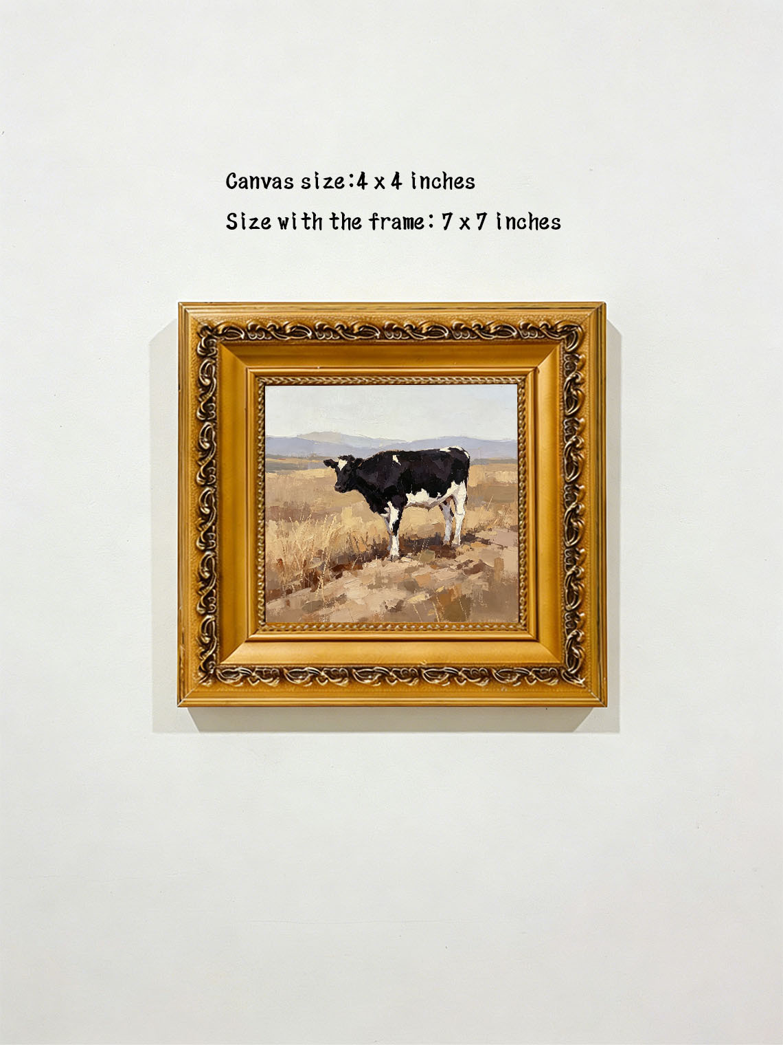 Black White Cow Field Oil Painting, Dining Room Wall Art, Custom oil painting from photo, Gift for Friend