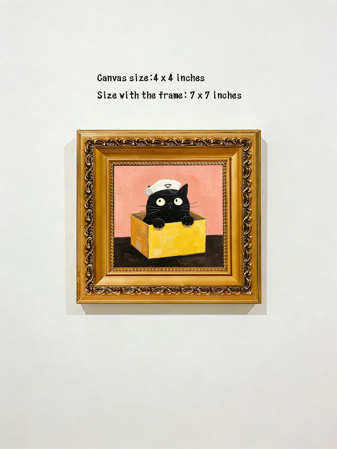 Black Cat Yellow Box, ,Dining Room Wall Art,  Custom Oil Painting from photo,Gift for friends