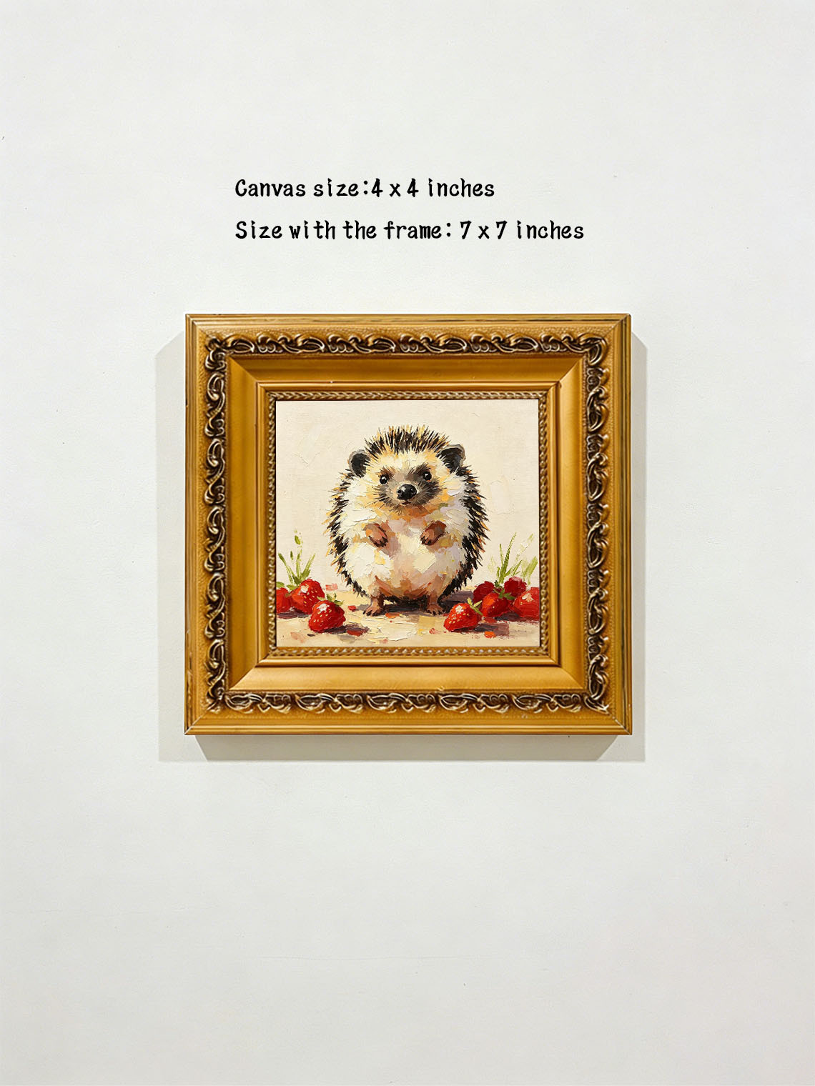 Hedgehog and Strawberries Oil Painting, Woodland Dining Room Wall Art, Custom Oil Painting from photo,gift for friend