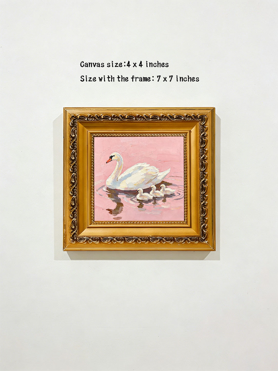 Swan Cygnets Pink Oil Painting, Dining Room Wall Art, Custom oil painting from photo Gift for Friend