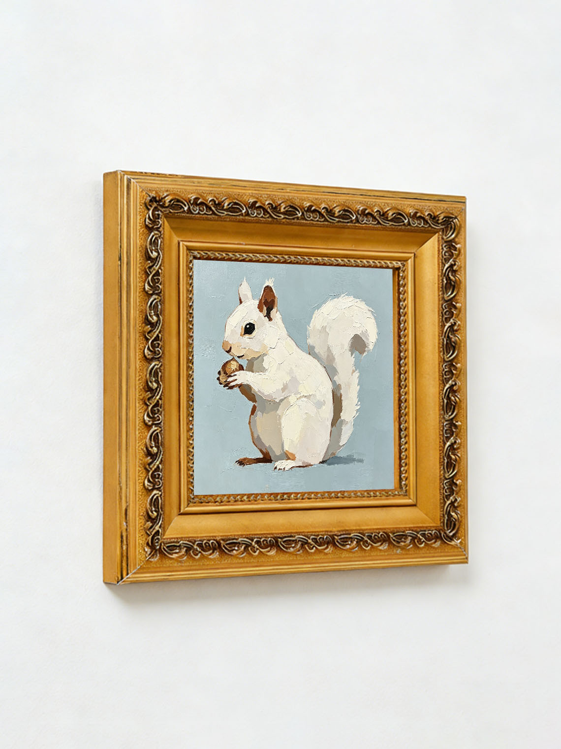 White Squirrel Acorn, Dining Room Wall Art ,Custom Oil Painting from photo,Gift for friend