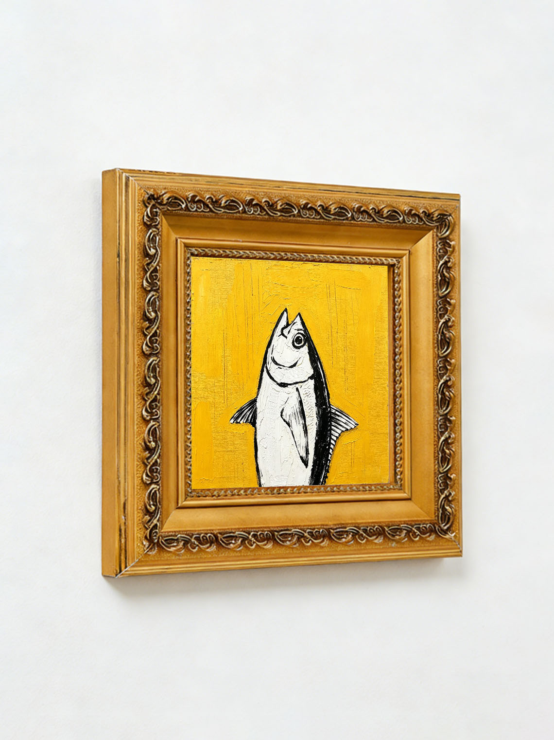 Fish Hands Yellow Oil Painting,Dining Room Wall Art ,Custom oil painting from photo, Gift for Friend
