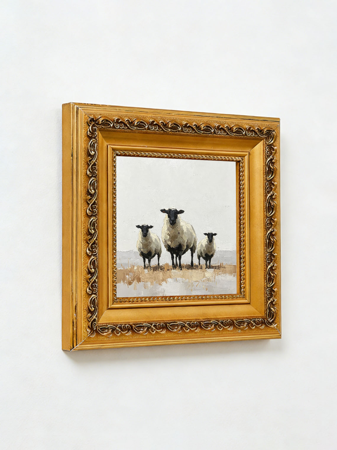 Sheep Family Meadow Oil Painting, Dining Room Wall Art,Custom oil painting from photo, Gift for Friend
