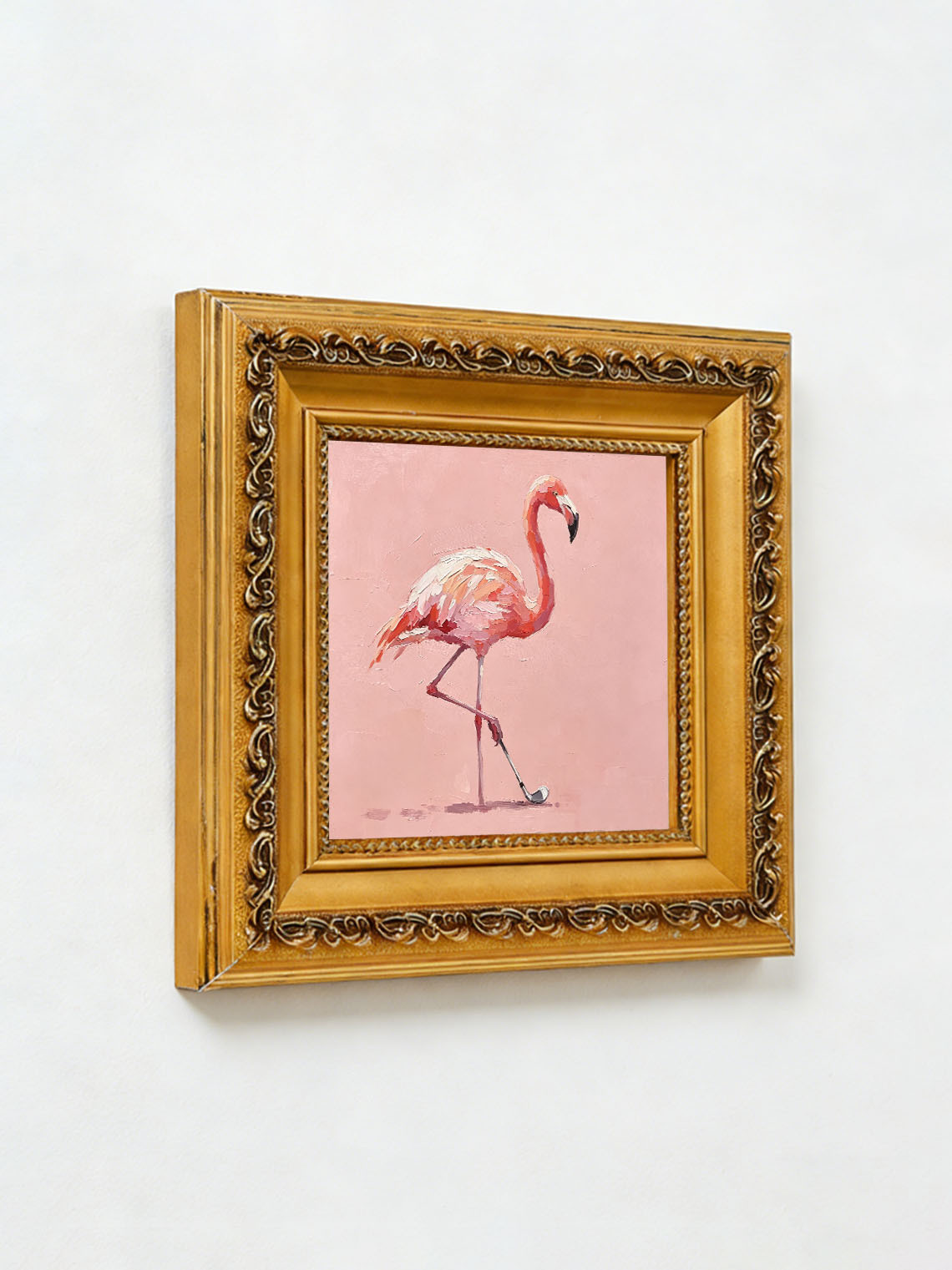 Pink Flamingo Bird Oil Painting, Dining Room Wall Art, Custom oil painting from photo, Gift for Friend